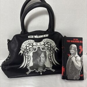 Walking Dead In Daryl We Trust Black Purse Handbag AMC By Rock Rebel & Wallet